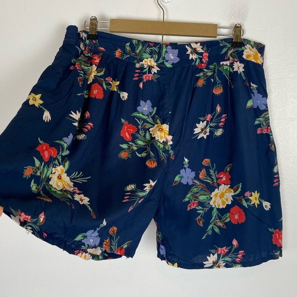 Retro 90s Y2K Inspired Women’ Floral Pleated Short S Blue Relaxed Side Pockets - Picture 5 of 12